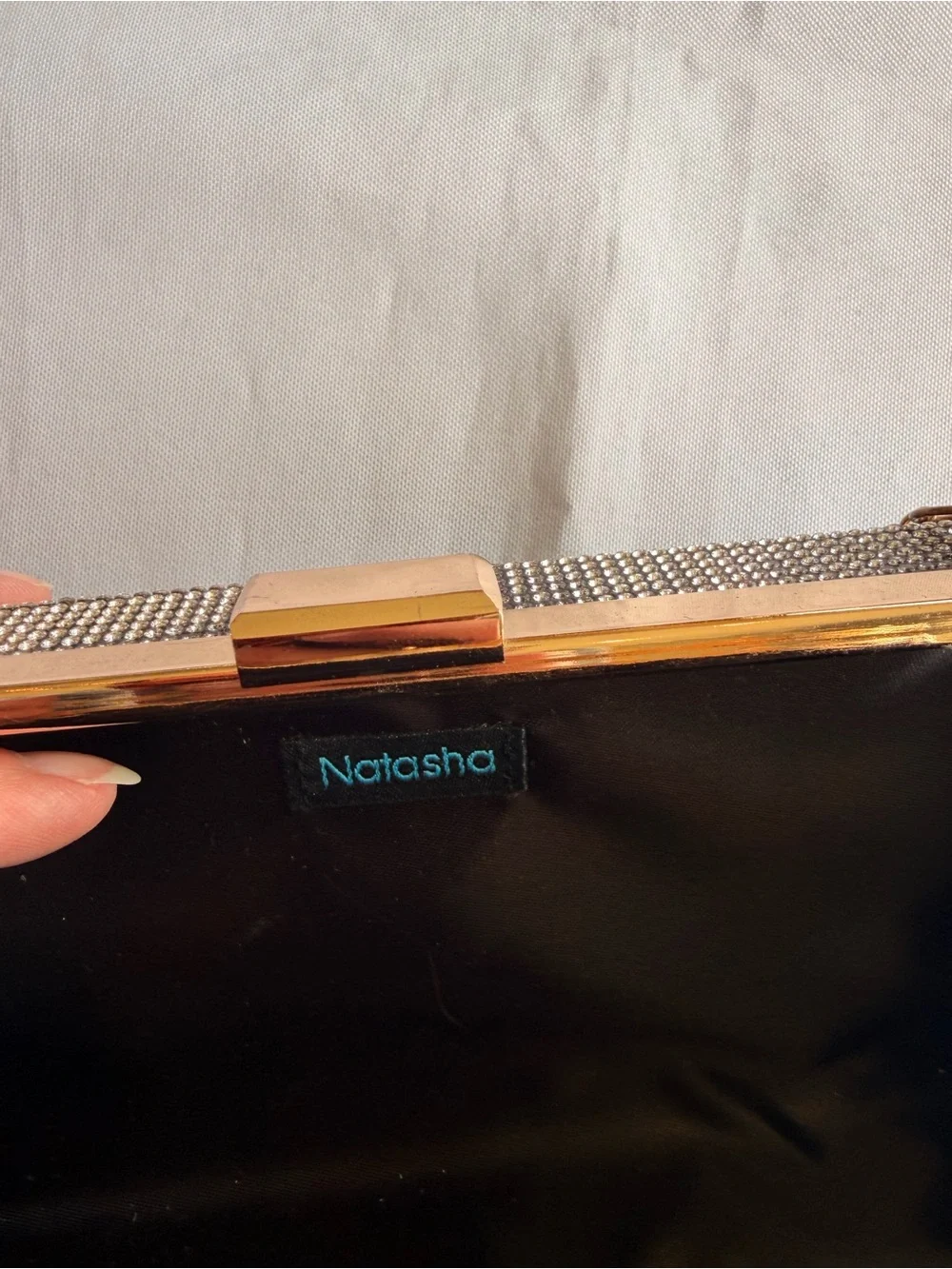 Natasha Butterfly Box Clutch with Glass Stones & Metal and Chain Strap